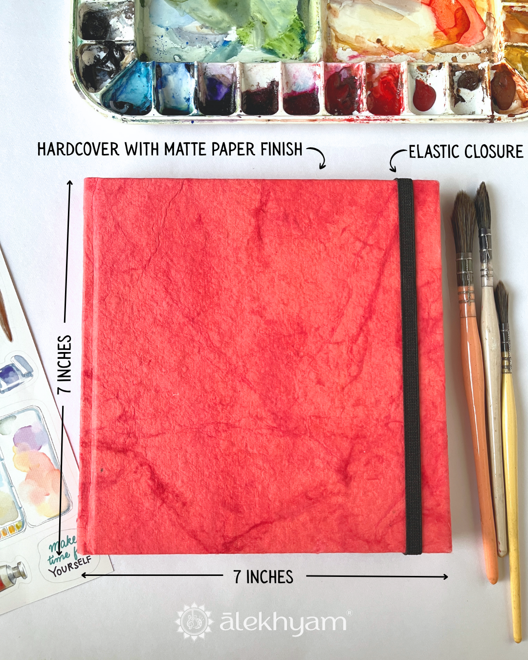 Alekhyam square watercolour sketchbook with 300 GSM 100% cotton cold pressed paper